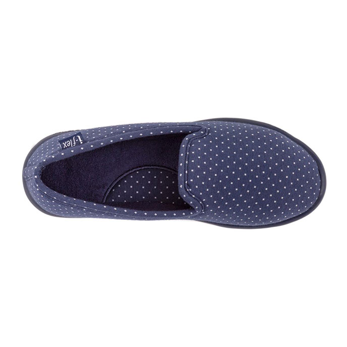 Isotoner Ladies iso-flex Spotted Fully Backed Slippers Navy Spot Extra Image 4
